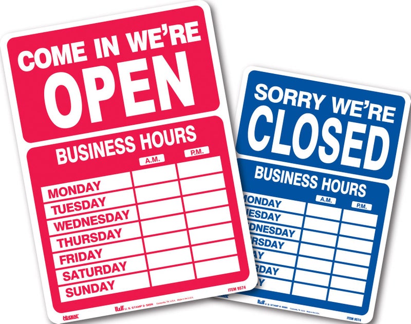 Headline Sign 9574 Double-Sided Open/Closed Sign with Business Hours, 10.5 Inches by 14.5 Inches